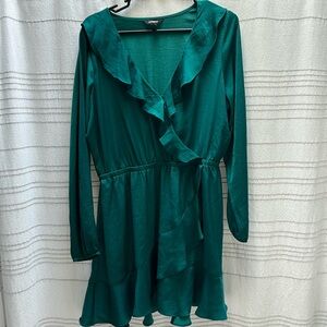 Emerald green wrap dress